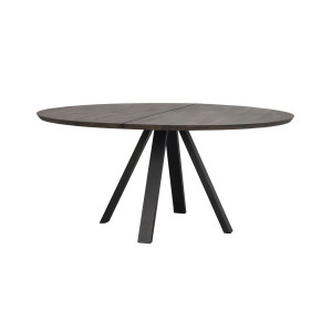 Rowico Carradale pyöreä ruokapöytä 150 cm, ruskea tammi/musta V-jalka