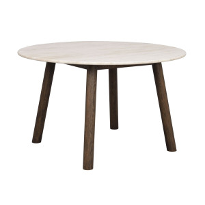 Rowico Taransay pyöreä pöytä Ø 125 cm beige travertine / ruskeat jalat