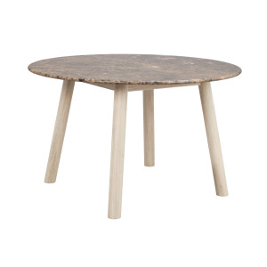 Rowico Taransay pyöreä pöytä Ø 125 cm ruskea marmorikansi / valkopestyt jalat