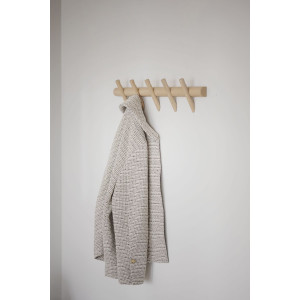 Rowico Hillmond seinänaulakko 5-koukkua 65 cm valkopesty tammi